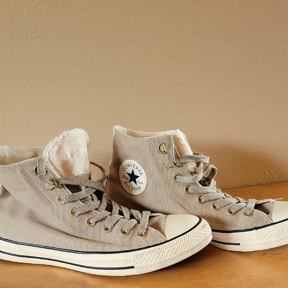 Converse Chuck Taylor All Star in Taupe With Furry Accents